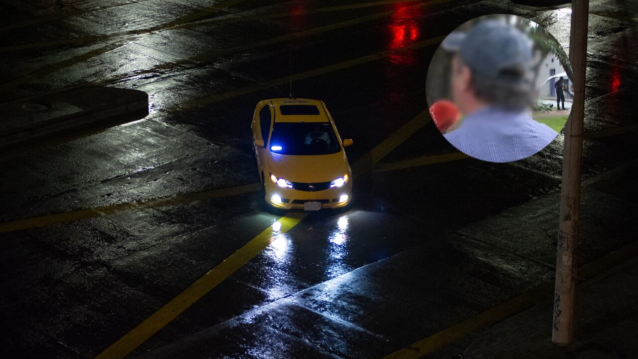 Imagen referencia de un taxi y el hombre que fue víctima del hecho criminal.