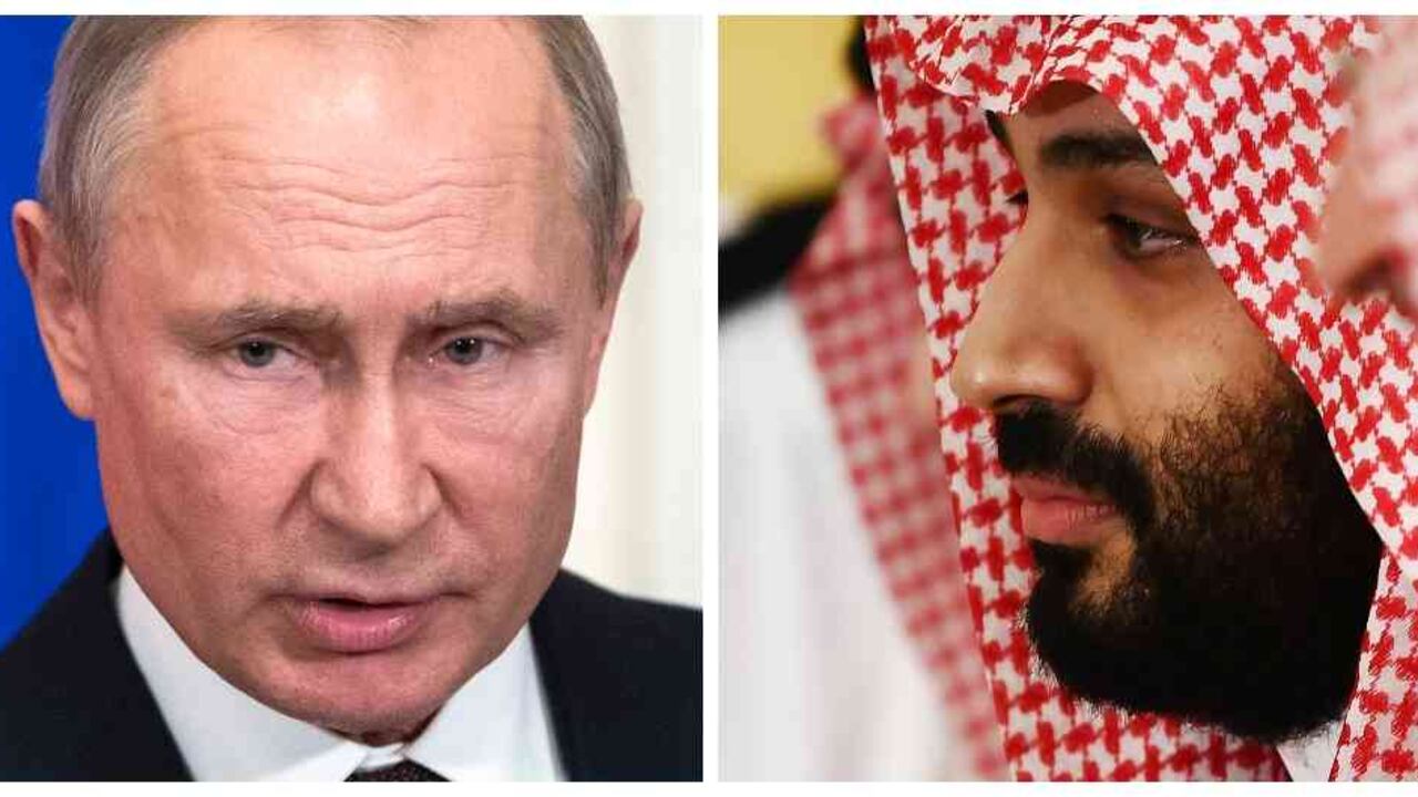 Vladimir Putin, presidente de Rusia, y Mohamed Bin Salman, príncipe heredero? de Arabia Saudita. Fotos: AFP