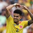 Luis Diaz of Colombia gestures during the round of 16 match between Switzerland and Colombia at the 2026 FIFA World Cup at BC Place Vancouver in Vancouver, Canada, on July 7, 2026. (Photo by Zou Zheng/Xinhua via Getty Images)