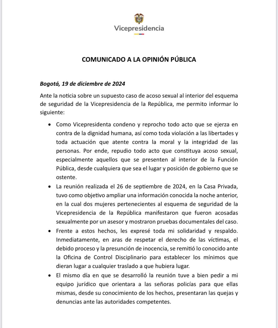 Comunicado Francia Márquez