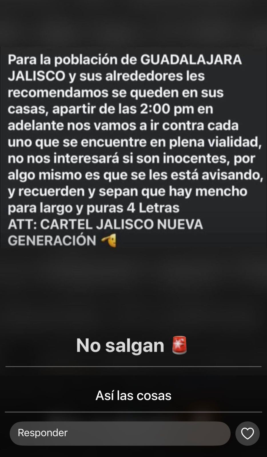 Mensaje suministrado a SEMANA