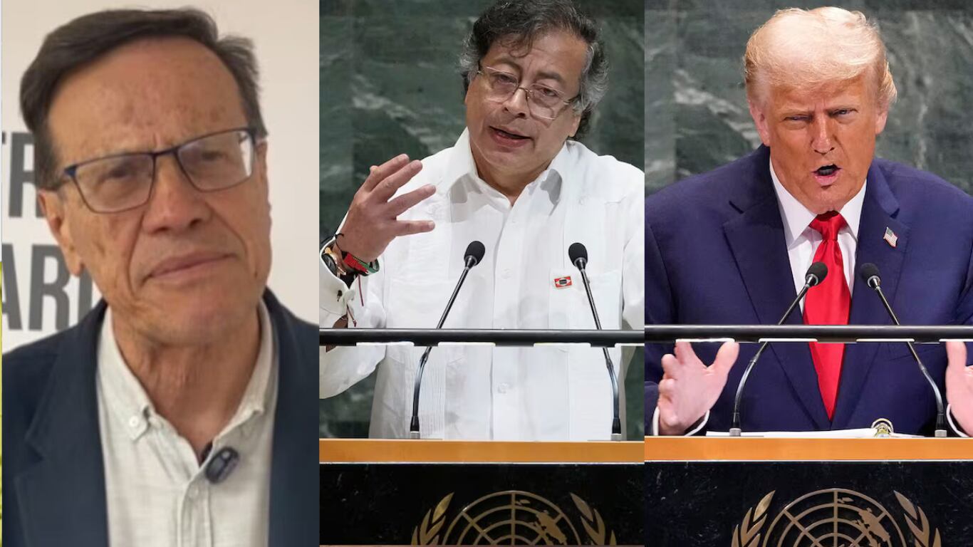 Presidente de la Central Unitaria de Trabajadores (CUT), Fabio Arias; presidente de Colombia, Gustavo Petro, y el presidente de Estados Unidos, Donald Trump.