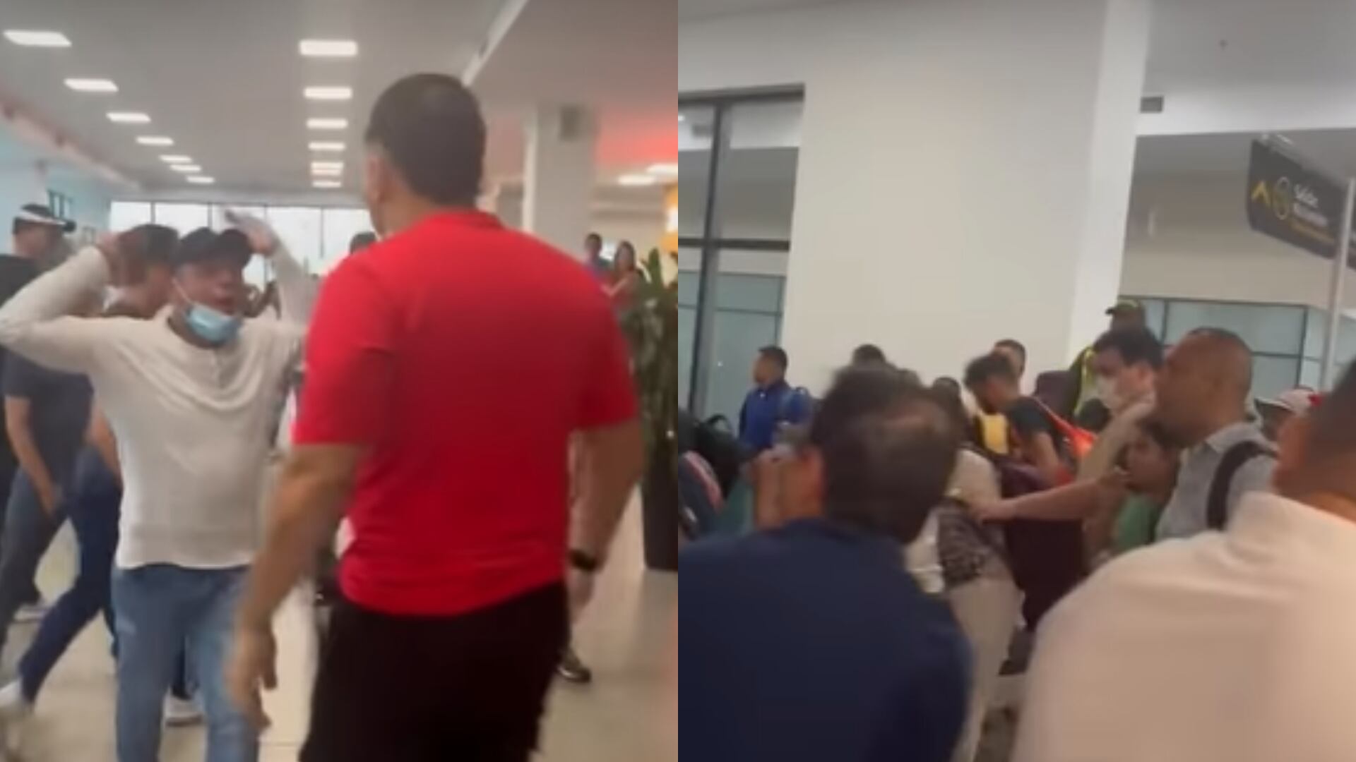 En varias terminales aéreas los usuarios se enojaron por la suspensión de operaciones de la aerolínea.