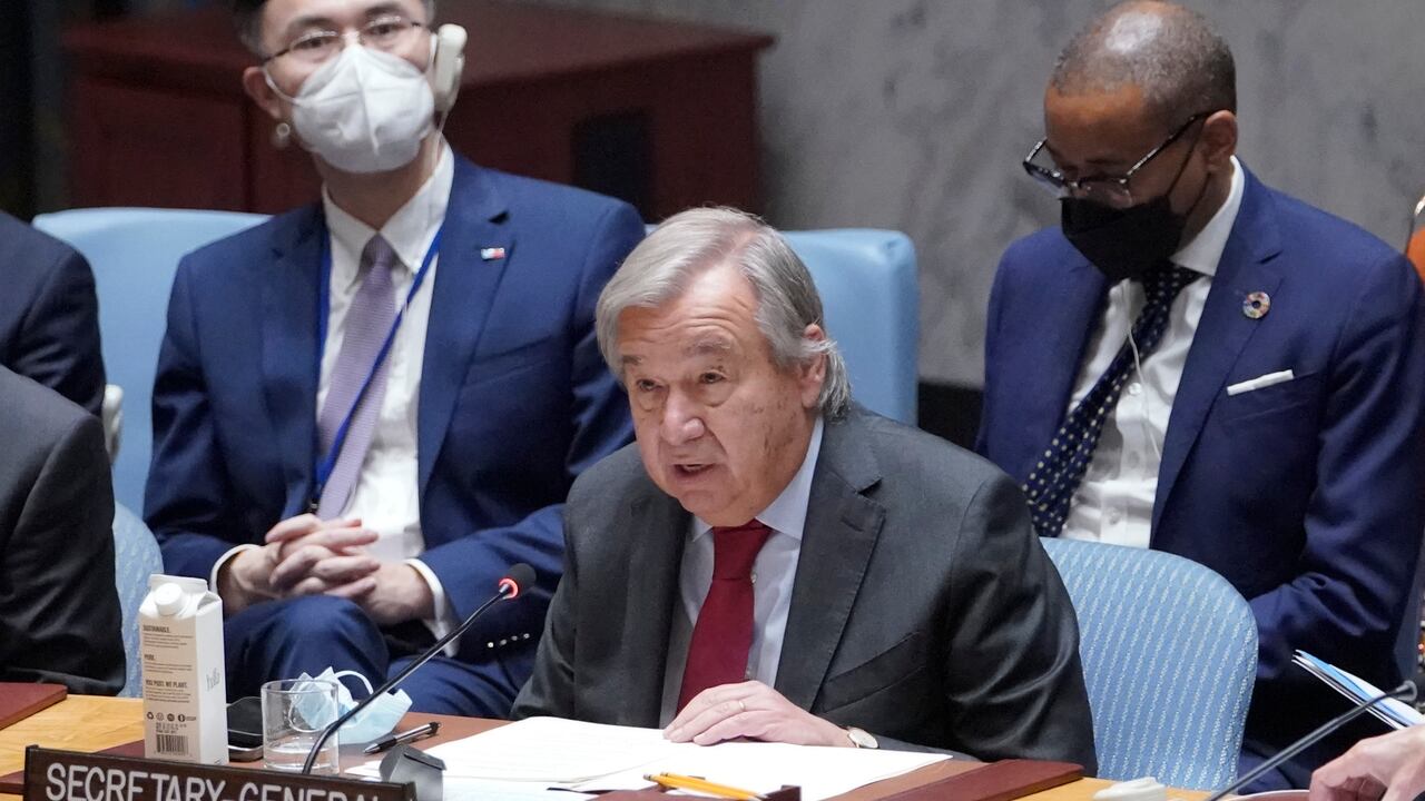El secretario general de las Naciones Unidas, António Guterres, habla durante asamblea general de la ONU.