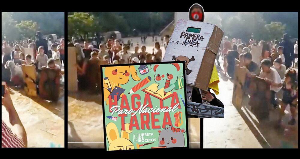   La cartilla ‘Paro nacional, haga la tarea’ se la están entregando a los menores para adoctrinarlos. 