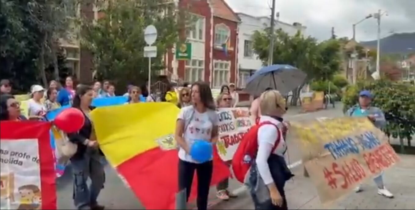 Protesta de maestros en Bogotá.