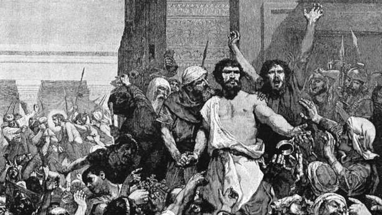 El pueblo judío decide absolver a Barrabás.