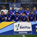 BOGOTA - COLOMBIA, 30-10-2021: Millonarios F. C. y La Equidad durante partido de la fecha 16 por la Liga BetPlay DIMAYOR II 2021 jugado en el estadio Nemesio Camacho El Campin de la ciudad de Bogota. / Millonarios F. C. and La Equidad during a match of the 16th date for the BetPlay DIMAYOR II 2021 League played at the Nemesio Camacho El Campin Stadium in Bogota city. / Photo: VizzorImage / Luis Ramirez / Staff.