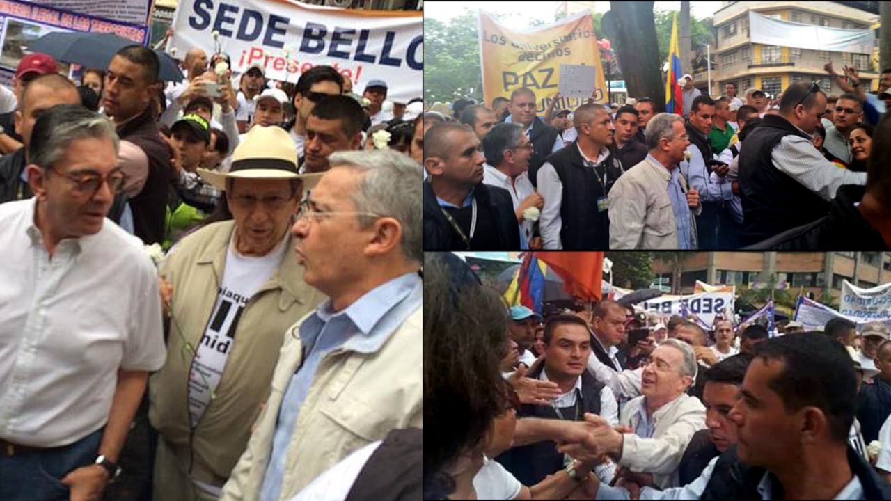 Uribe encabezó la marcha en Medellín. Comprobó que sigue teniendo fervor en su tierra. Los cálculos del Centro Democrático dicen que entre 15.000 y 20.000 personas se movilizaron al llamado del expresidente.