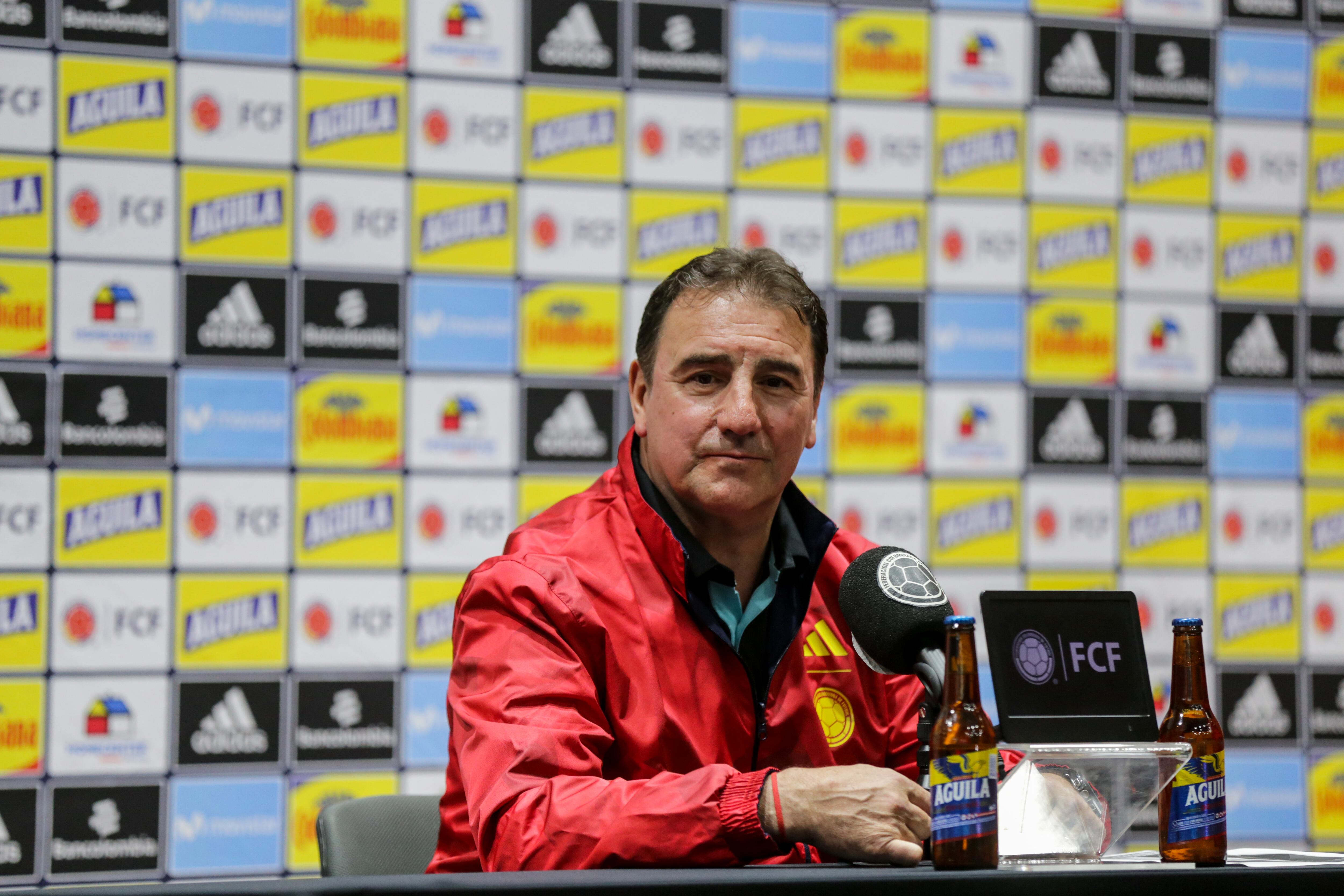 Néstor Lorenzo, exfutbolista y entrenador argentino, durante rueda de prensa como director técnico de la Selección Colombia.