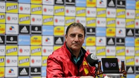 Néstor Lorenzo, exfutbolista y entrenador argentino, durante rueda de prensa como director técnico de la Selección Colombia.