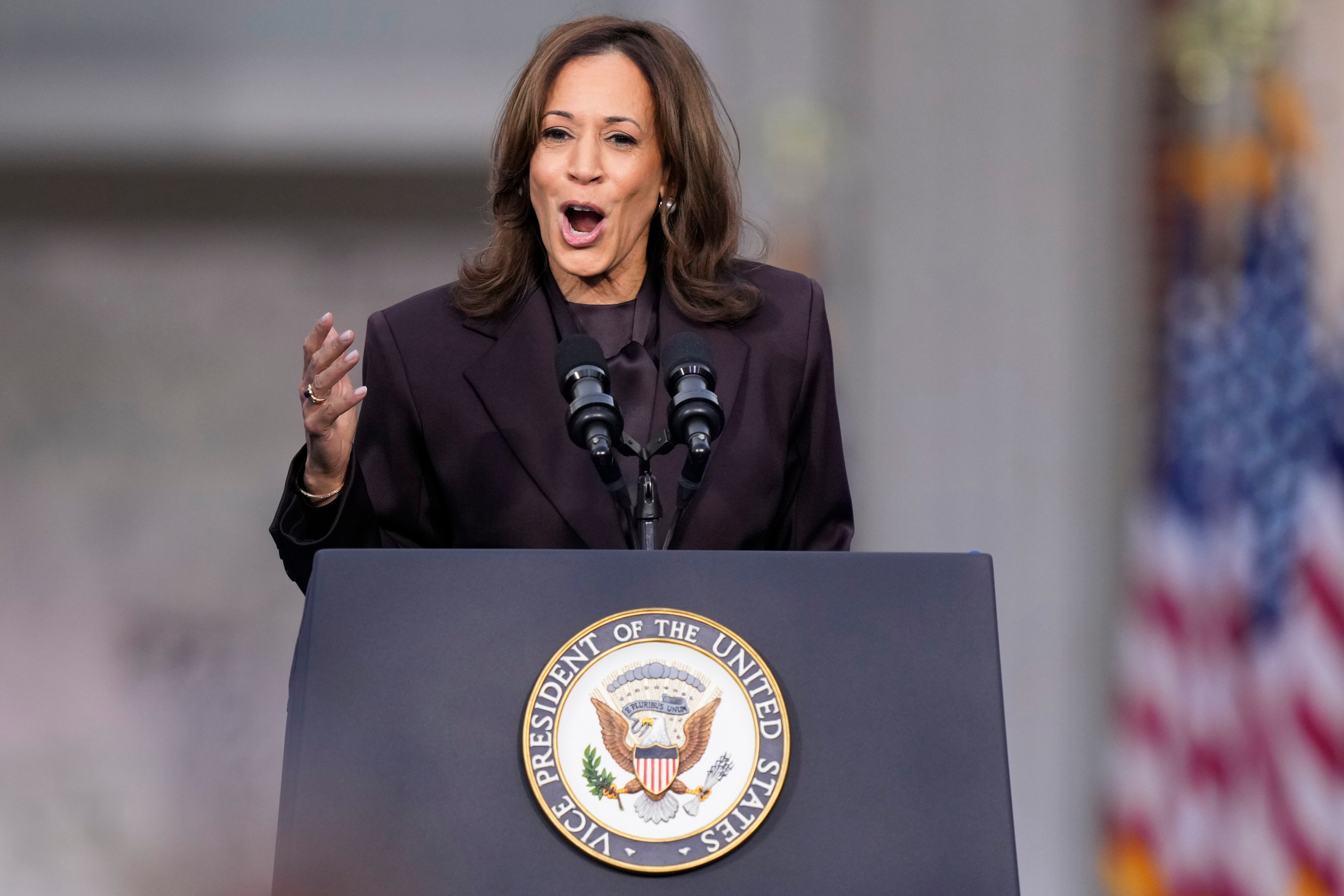 Kamala Harris fue recibida por aplausos y gritos en Washington