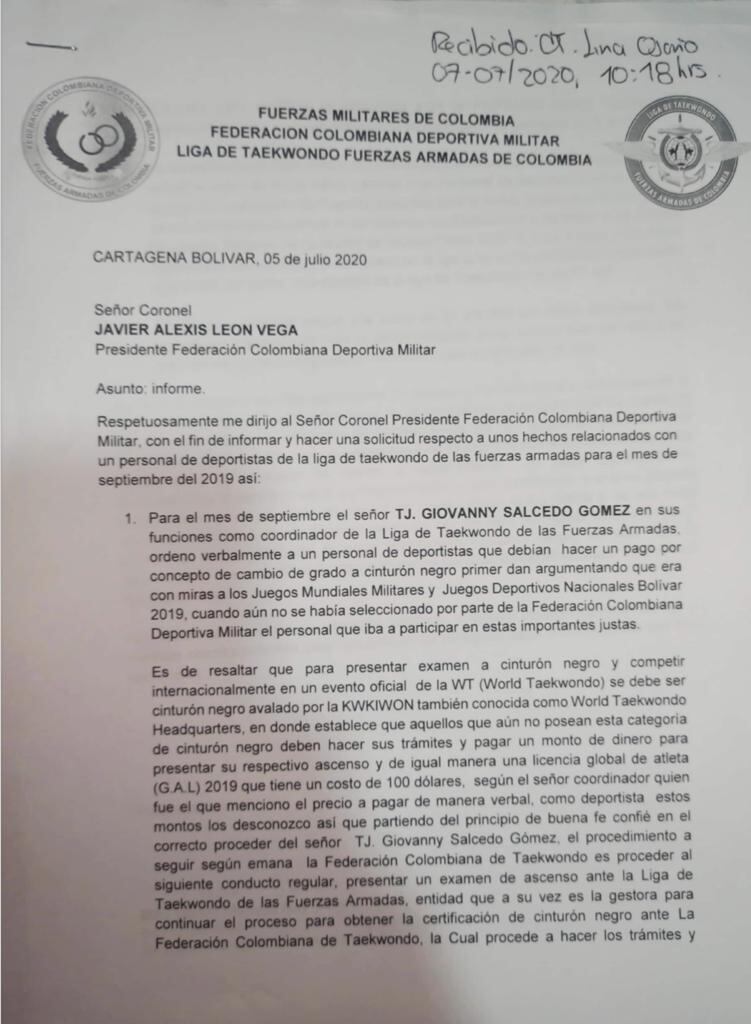 Corrupción en Teakwondo en Fuerza Aérea