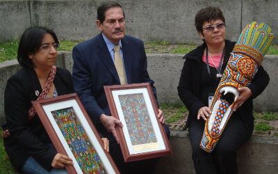 Judith Maldonado, Rafael Barrios (del CAJAR) y Jackeline Rojas.