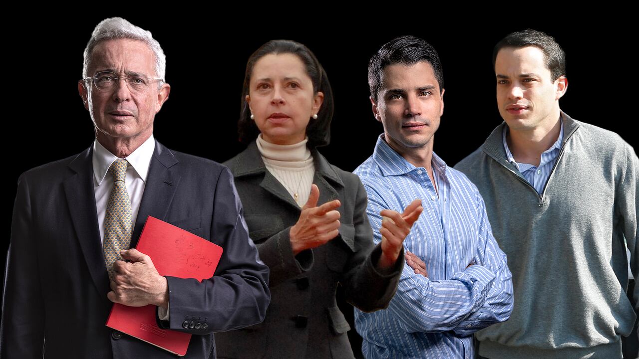 Álvaro Uribe, Lina Moreno de Uribe, Tomas Uribe, y Jeronimo Uribe.