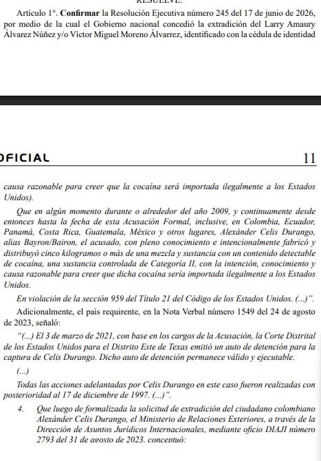 Resolución extradición alias Larry Changa