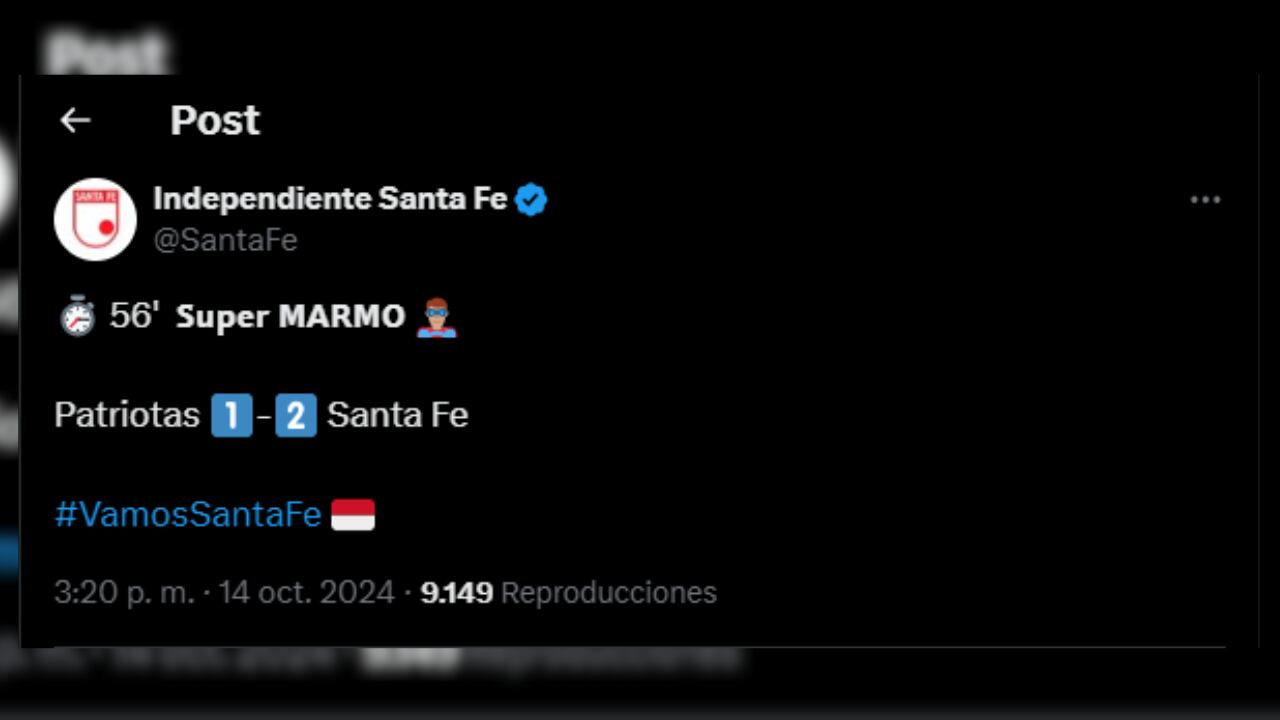 Independiente Santa Fe resaltó lo hecho por Mosquera Marmolejo