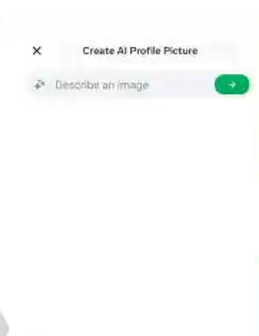 La pantalla para generar imagen del perfil con inteligencia artificial.