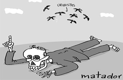 Uribe vestido de mujer, Uribe próximo a perder la soberanía con el Tío Sam, Uribe hablando con el diablo, Uribe sobornando y muchos uribes más, se han convertido en la columna vertebral gráfica de Matador.