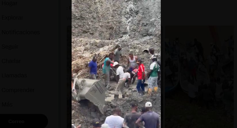 Deslizamiento de tierra ocurrido en una mina de oro en Santa Bárbara de Iscuandé, en el departamento de Nariño.