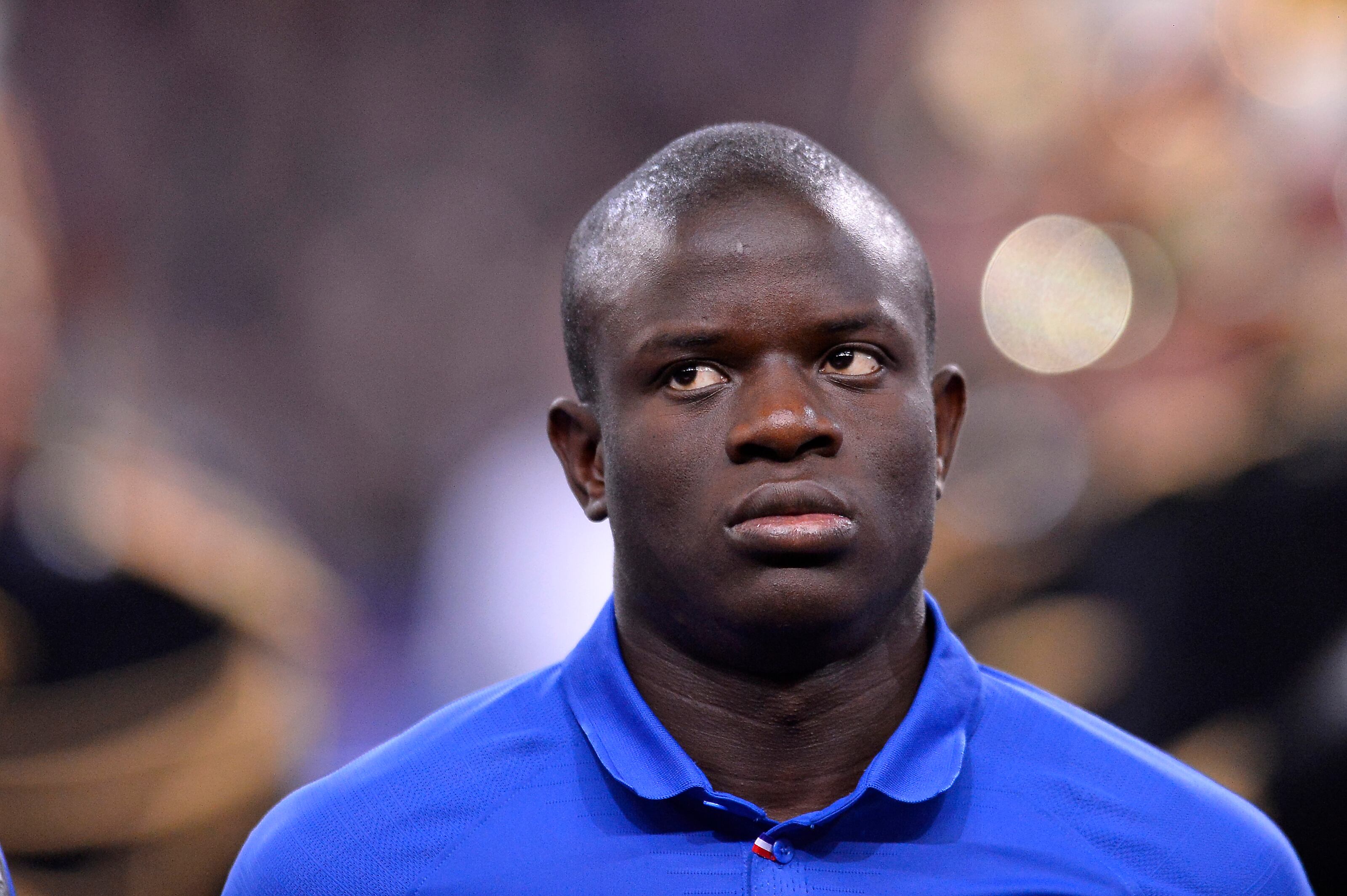 PARIS, FRANCE - MARCH 25: Ngolo Kante of France reacts during the French National Anthem before the 2020 UEFA European Championships group H qualifying match between France and Iceland at Stade de France on March 25, 2019 in Paris, France. (Photo by Aurelien Meunier/Getty Images)
