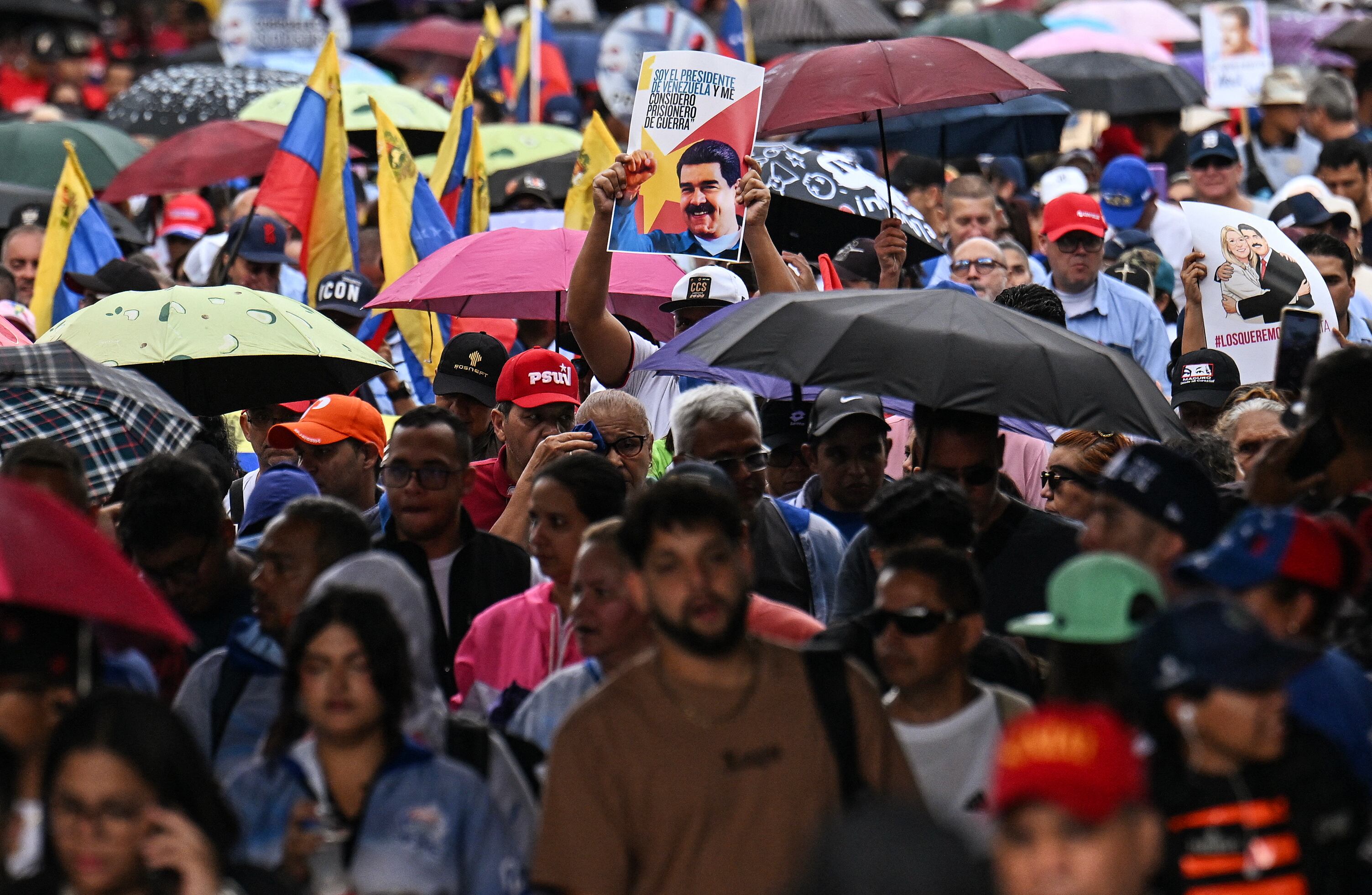 Manifestación en apoyo a Nicolás Maduro en Caracas.