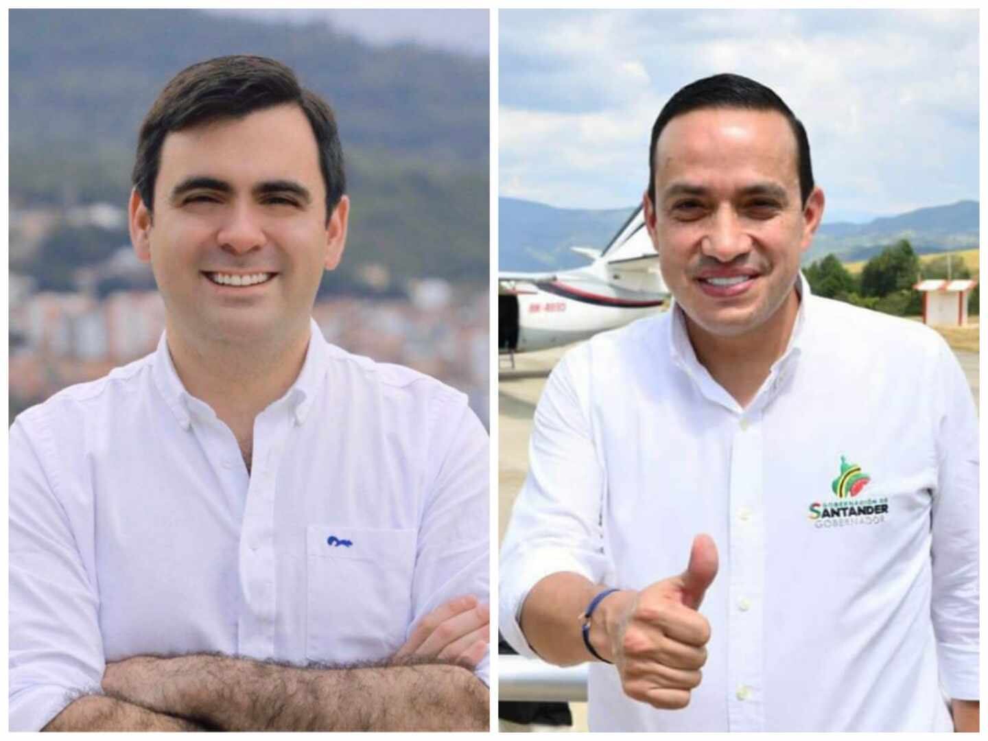 Héctor Mantilla, candidato a la Gobernación de Santander. Mauricio Aguilar, gobernador de Santander.