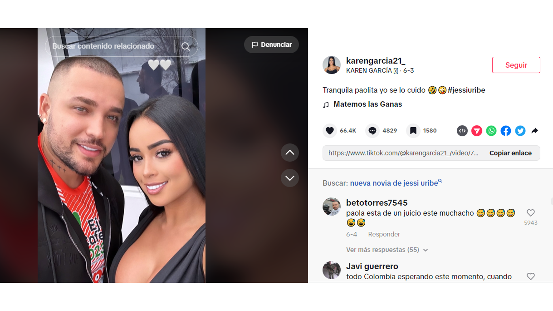 La modelo publicó una foto con Jessi Uribe y ha causado controversia.