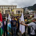 Bogotá. 10 de mayo de 2023. Veteranos de las fuerzas militares se reúnen en la plaza de Bolívar para manifestarse en contra del gobierno. (Colprensa-Mariano Vimos)