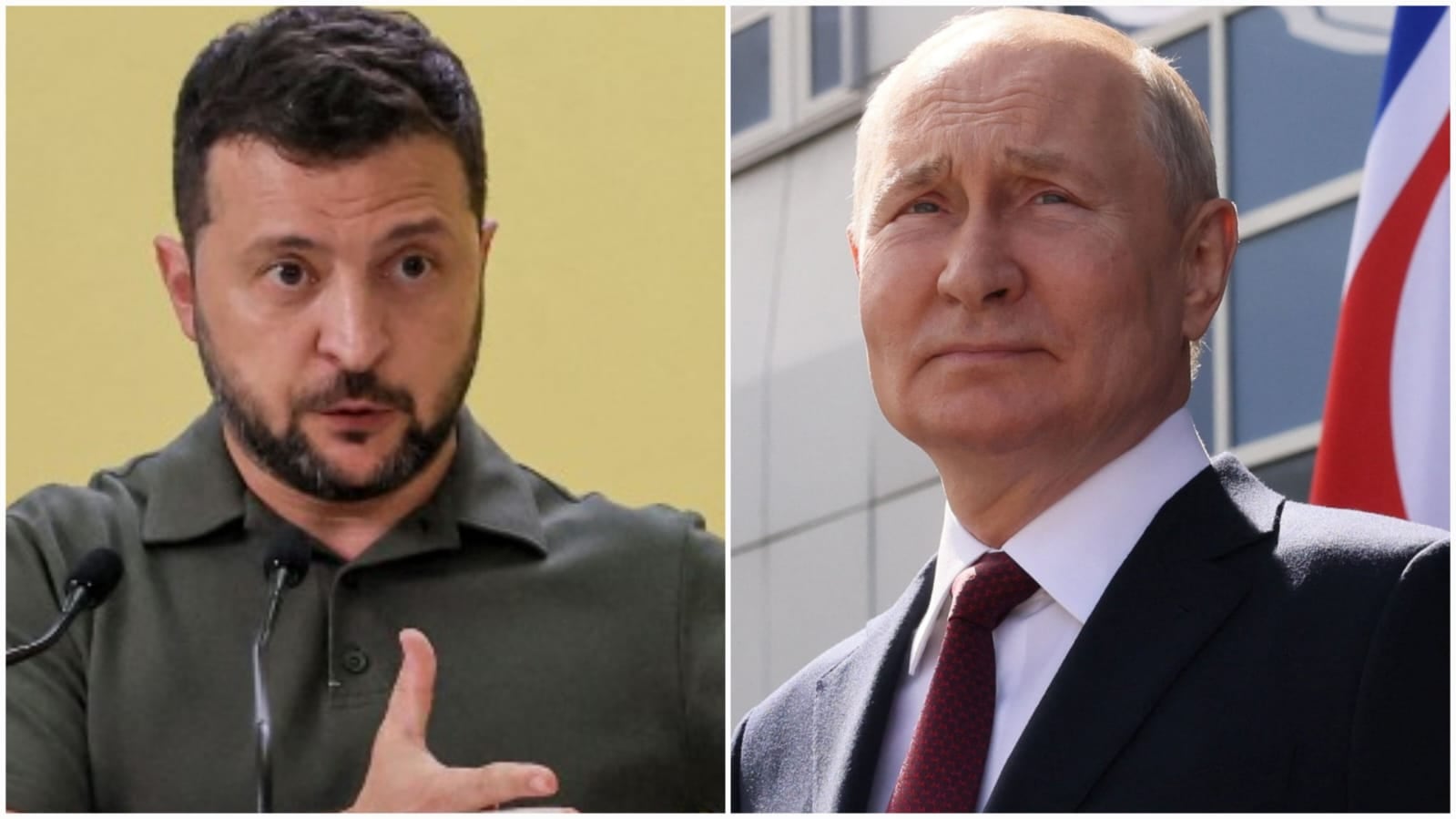 El conflicto en el este de Europa está ad portas de cumplir 19 meses. Archivo de los presidentes de Ucrania, Volodímir Zelenski, y Rusia, Vladimir Putin.