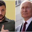 El conflicto en el este de Europa está ad portas de cumplir 19 meses. Archivo de los presidentes de Ucrania, Volodímir Zelenski, y Rusia, Vladimir Putin.