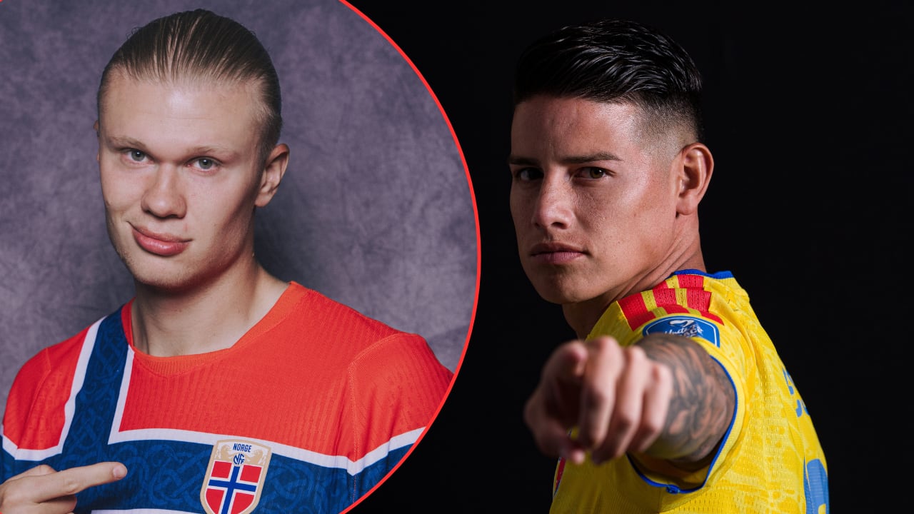 Erling Haaland y James Rodríguez, figuras de Noruega y Colombia en el Mundial 2026