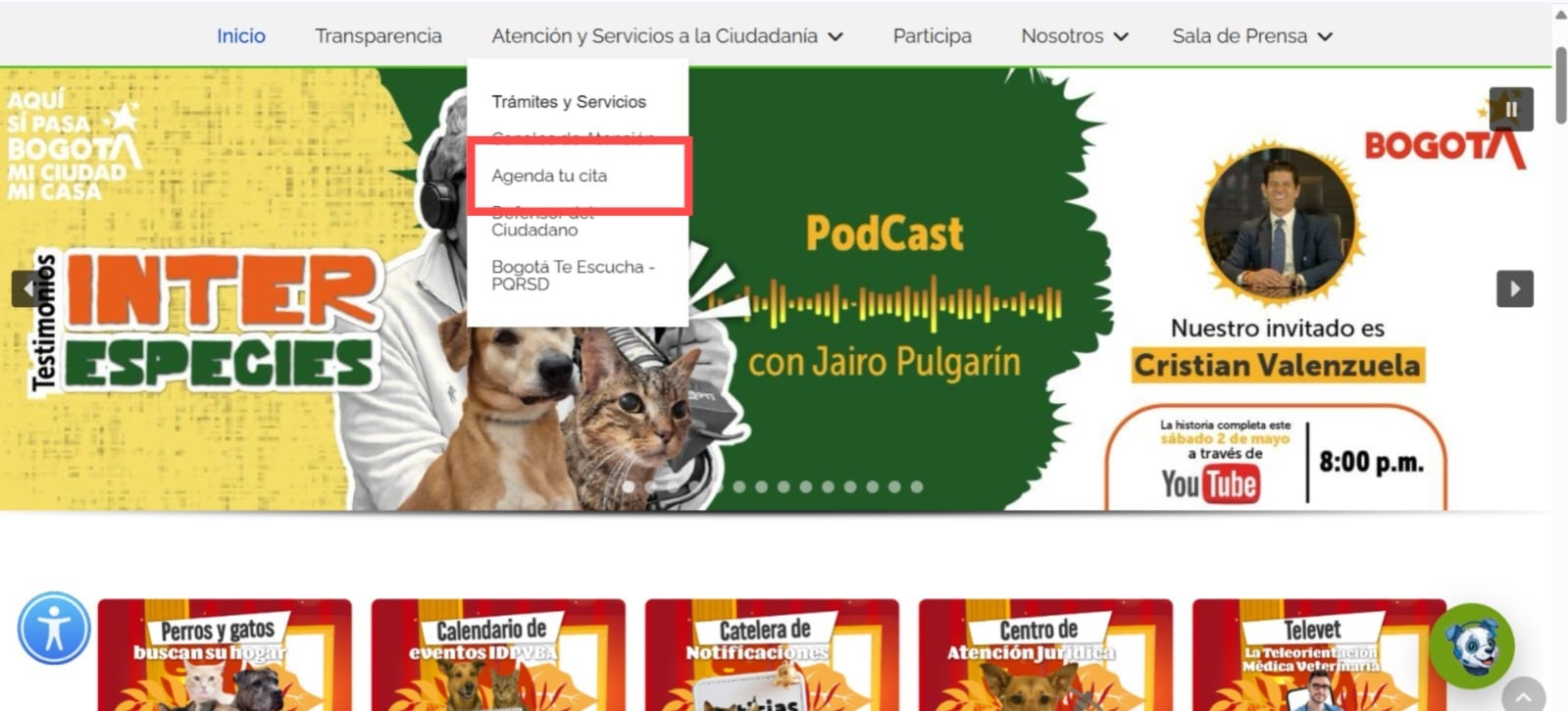 Sección "Agenda tu cita".