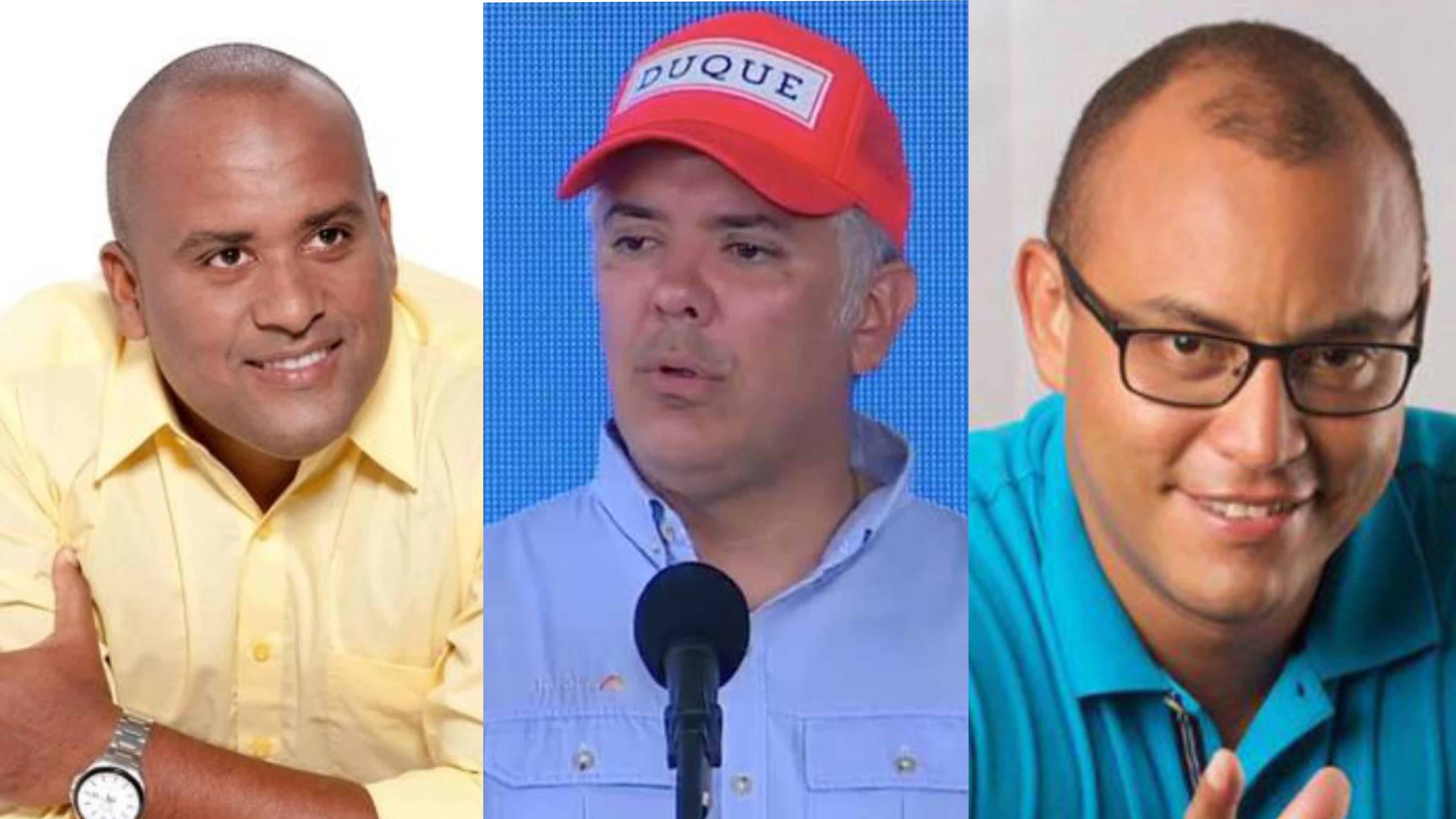 El gobernador de San Andrés, Everth Hawkins Sjogreen, el expresidente Iván Duque y el alcalde de Providencia, Norberto Gari