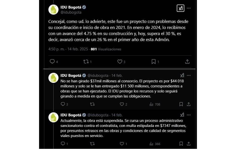 Mensaje del IDU en X