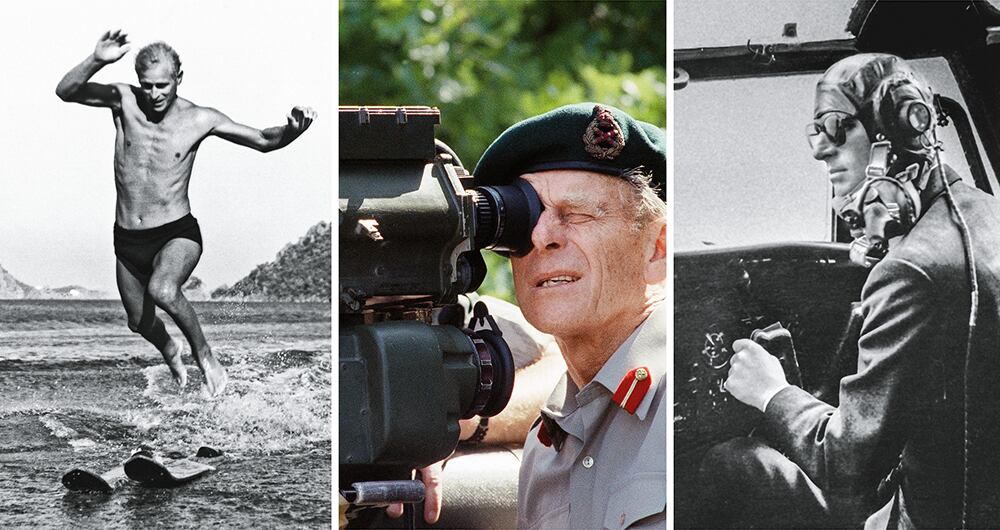    Esquiando en las aguas de Turquía en 1951. Por esa época, se quejaba de las restricciones propias de ser el marido de una mujer más importante que él. 