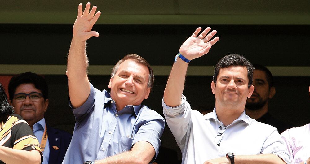 El exfiscal y exministro Sergio Moro y el presidente Jair Bolsonaro. Foto: Getty Images