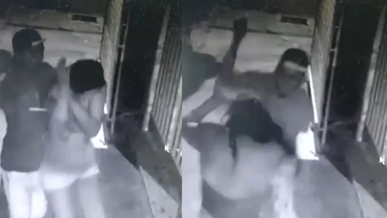 Momento en el que el supuesto novio de Gina Paola Bocanegra Hernández la agrede hasta la muerte con un arma blanca en Medellín.