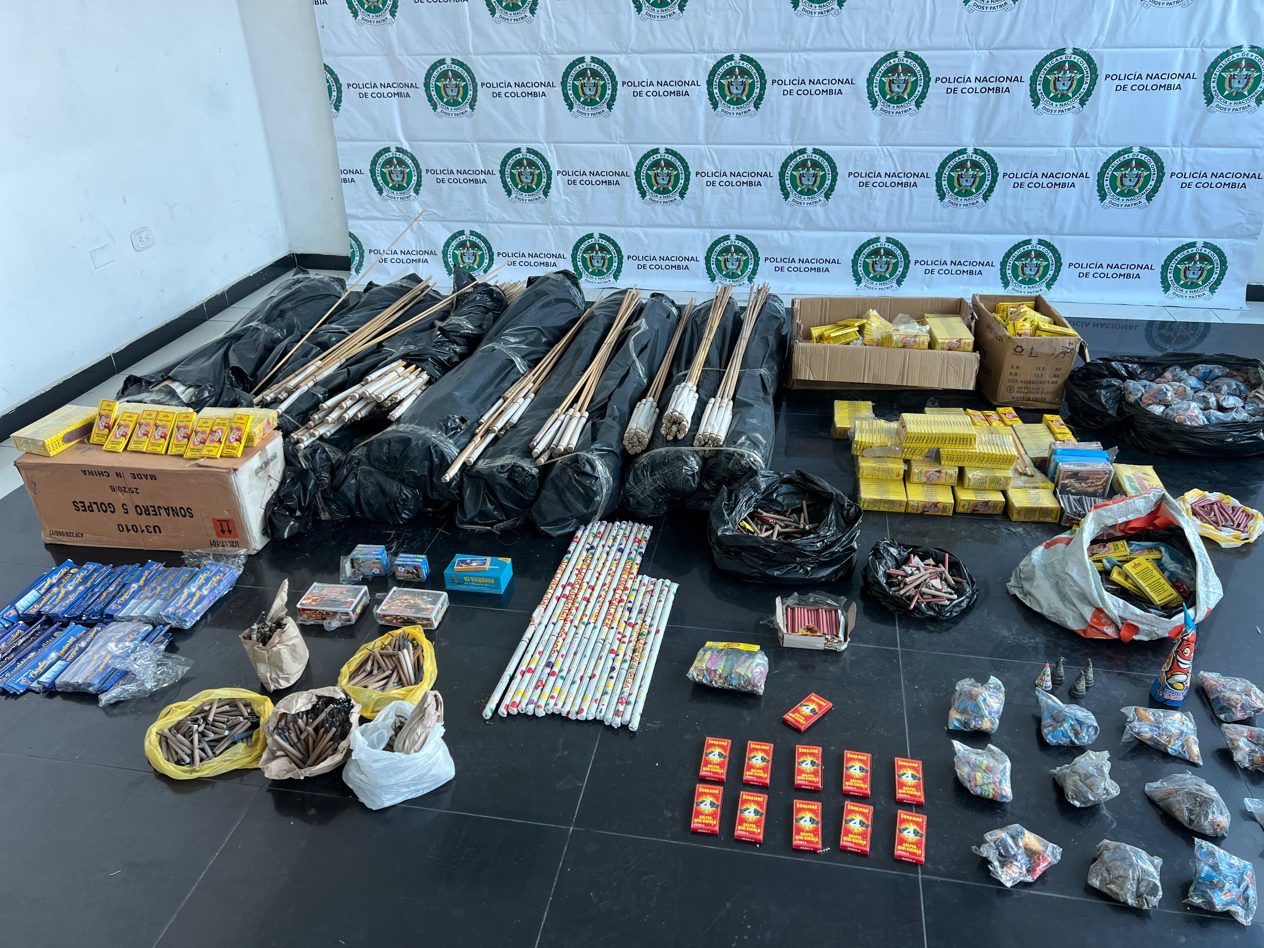 Pólvora decomisada por las autoridades en Barranquilla.