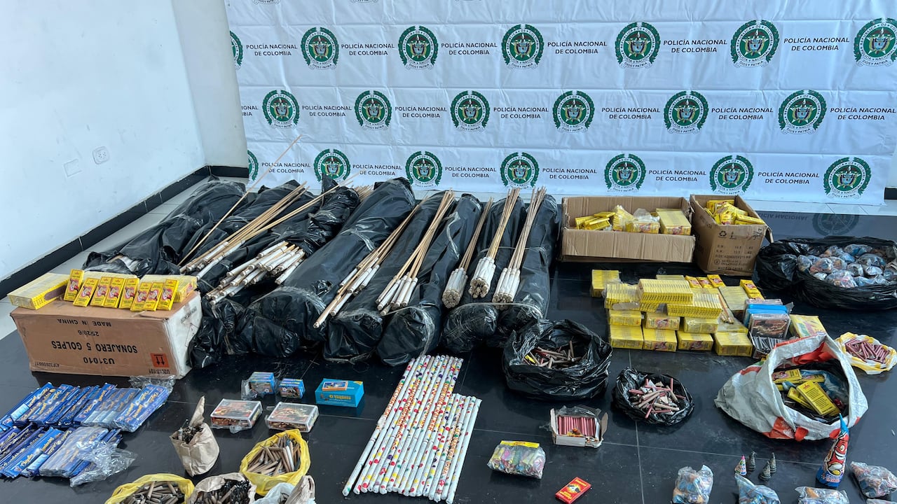 Pólvora decomisada por las autoridades en Barranquilla.
