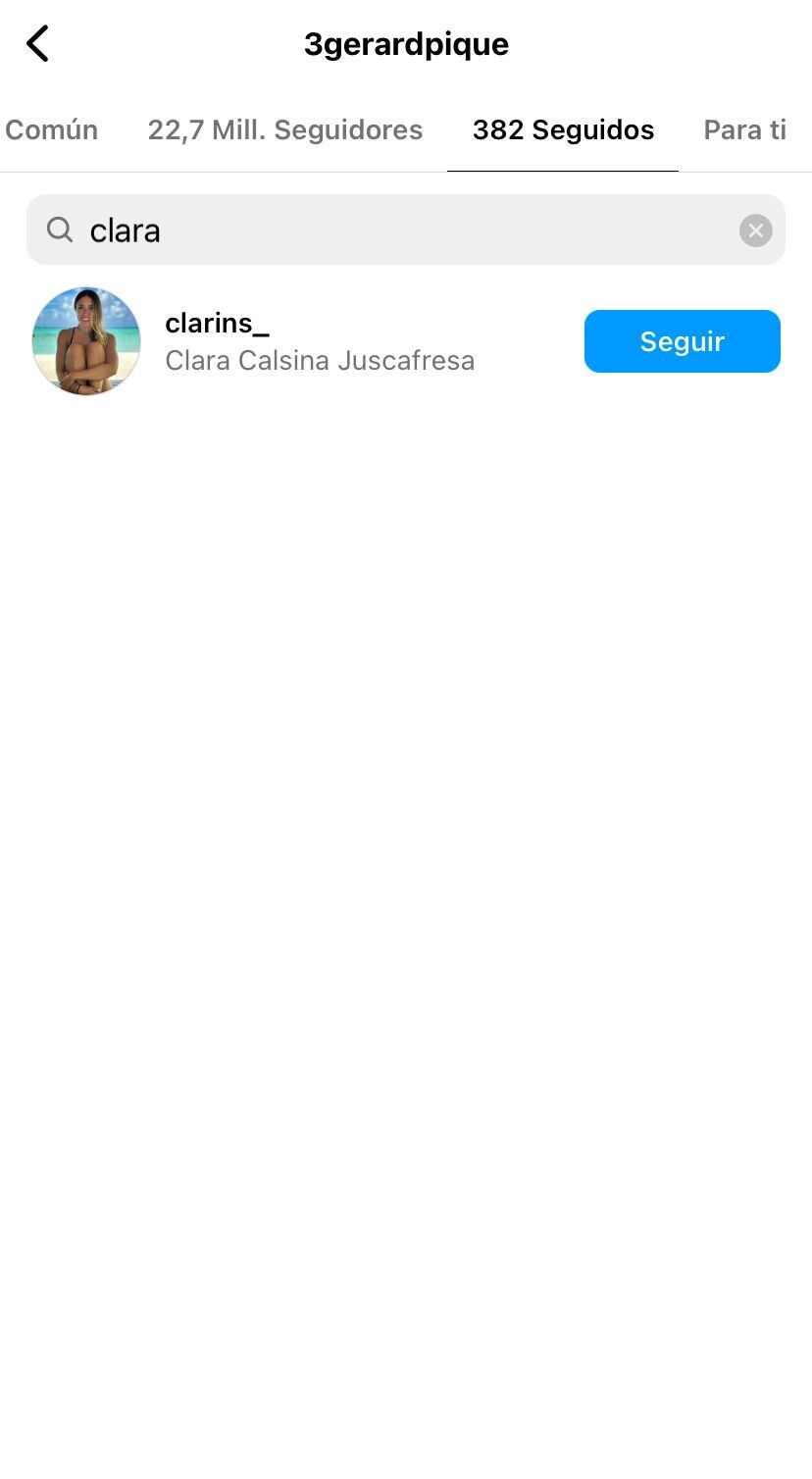 Gerard Piqué ya no sigue la cuenta de Clara Chía, por lo que se comprobó que sí cerró sus redes.