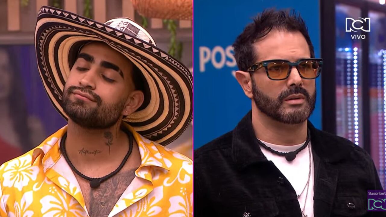 Eidevin y Alejandro Estrada en La casa de los famosos Colombia.