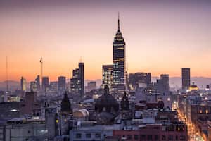 Torre Latinoamericana (Latin-American Tower) stands over its central location in Mexico City. The skyscraper has become a landmark because when it was built in 1956 it was Mexico City's tallest building and also withstood the 1985 Mexico City earthquake.
