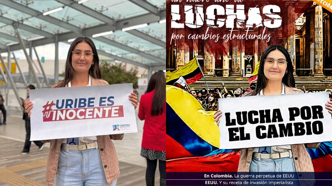 Imagen real y la imagen que fue alterada por la guerrilla.