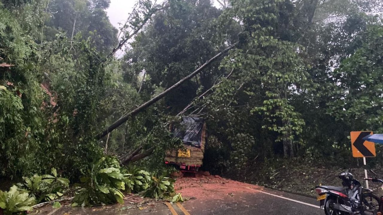 Deslizamiento de tierra en la autopista Medellín - Bogotá este 20 de noviembre.
