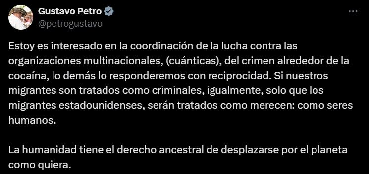 El presidente Gustavo Petro se refirió a los nuevos aranceles de Estados Unidos.