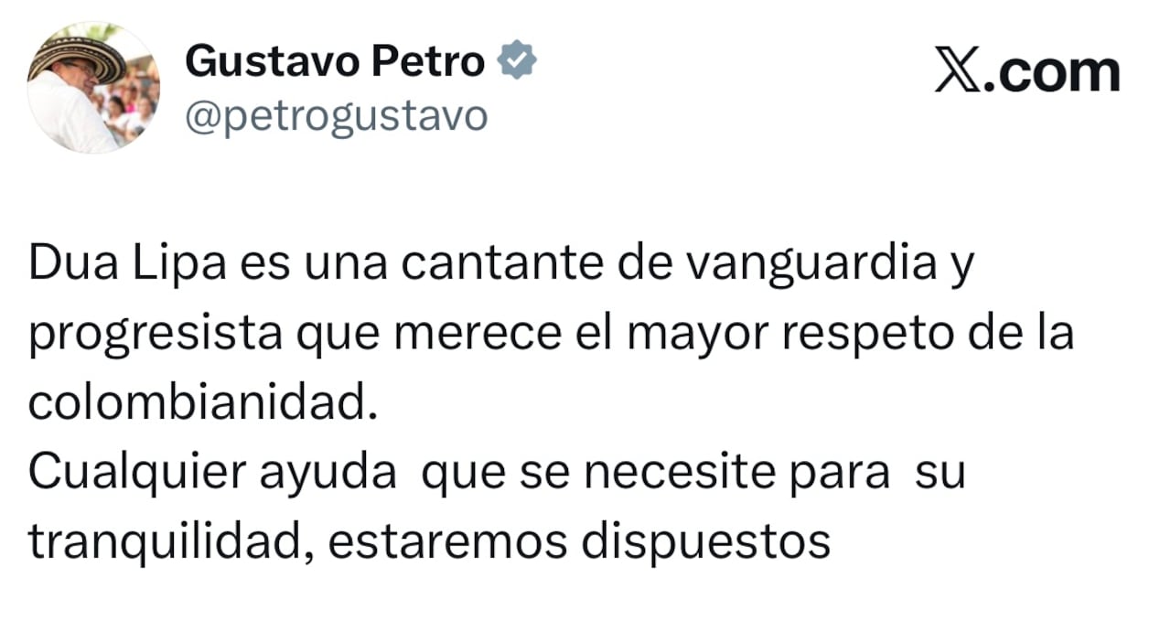 Post de Gustavo Petro en su cuenta de X del 28 de noviembre