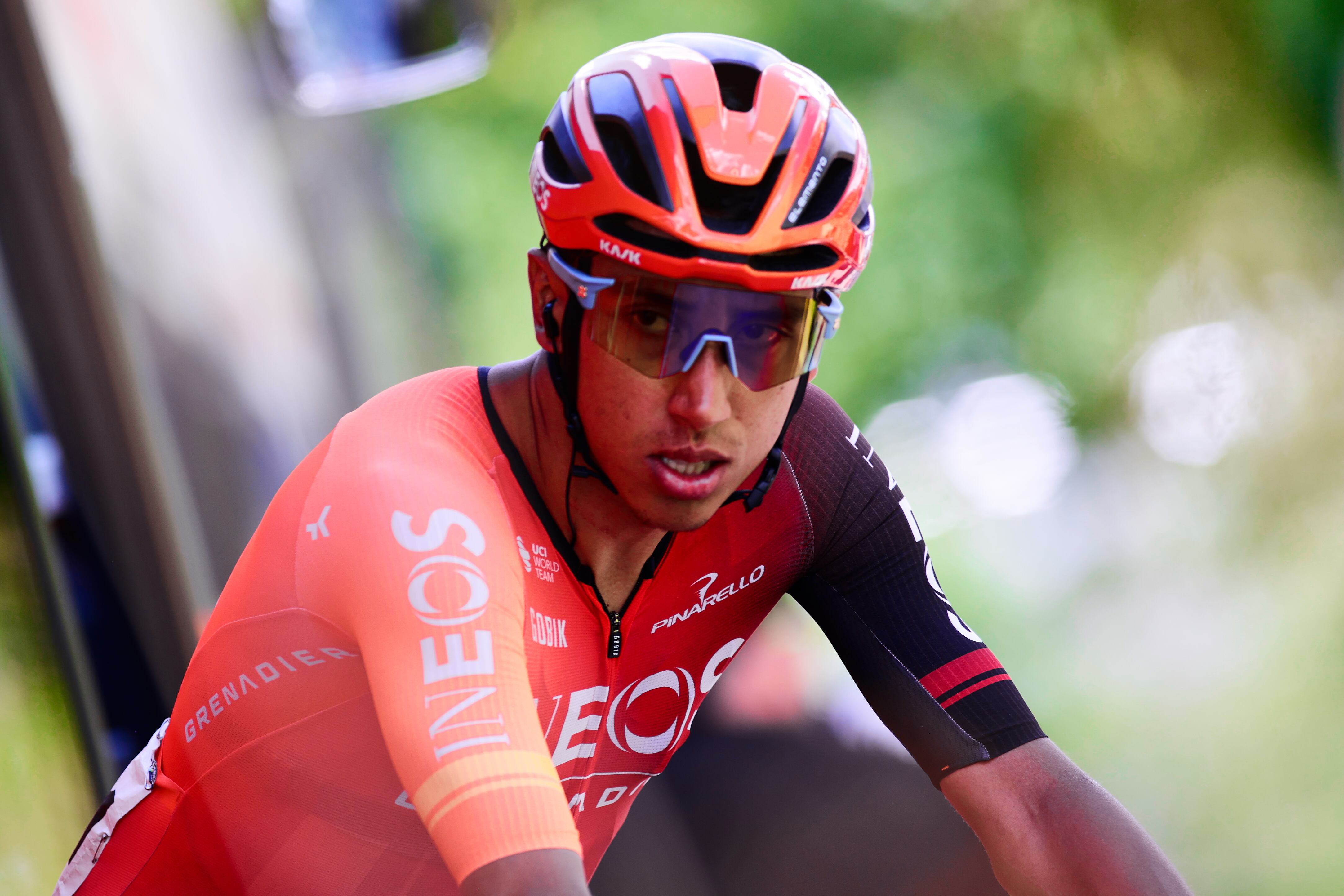 RUSCHLIKON, SWITZERLAND - JUNE 12: Egan Bernal from Colombia of Ineos Grenadiers training with Tacx Indoor bike training before the 4th stage of Tour de Suisse from Ruschlikon to Gotthardpass on June 12, 2024 in Ruschlikon, Switzerland. (Photo by Joan Cros - Corbis/Getty Images)