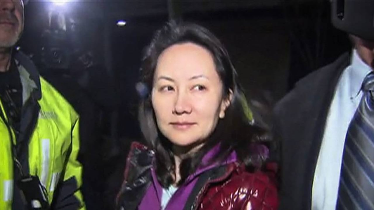 Meng Wanzhou, vicepresidente financiera de Huawei, al ser liberada.