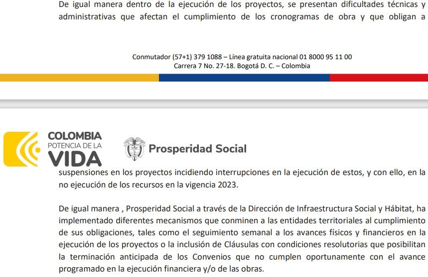 Ejecución presupuestal de la Dirección de Infraestructura Social y Hábitat del Departamento de Prosperidad Social.